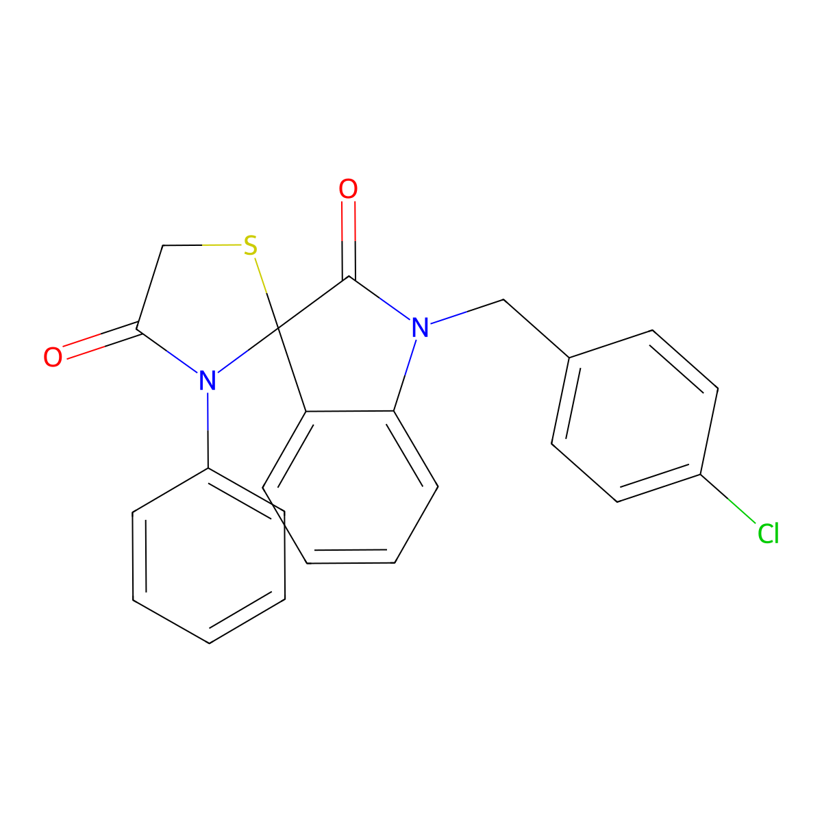 1-[(4-Chlorophenyl)methyl]-3'-phenyl-1,2-dihydrospiro[indole-3,2'-[1,3]thiazolidine]-2,4'-dione molecular structure, CAS 338419-04-8