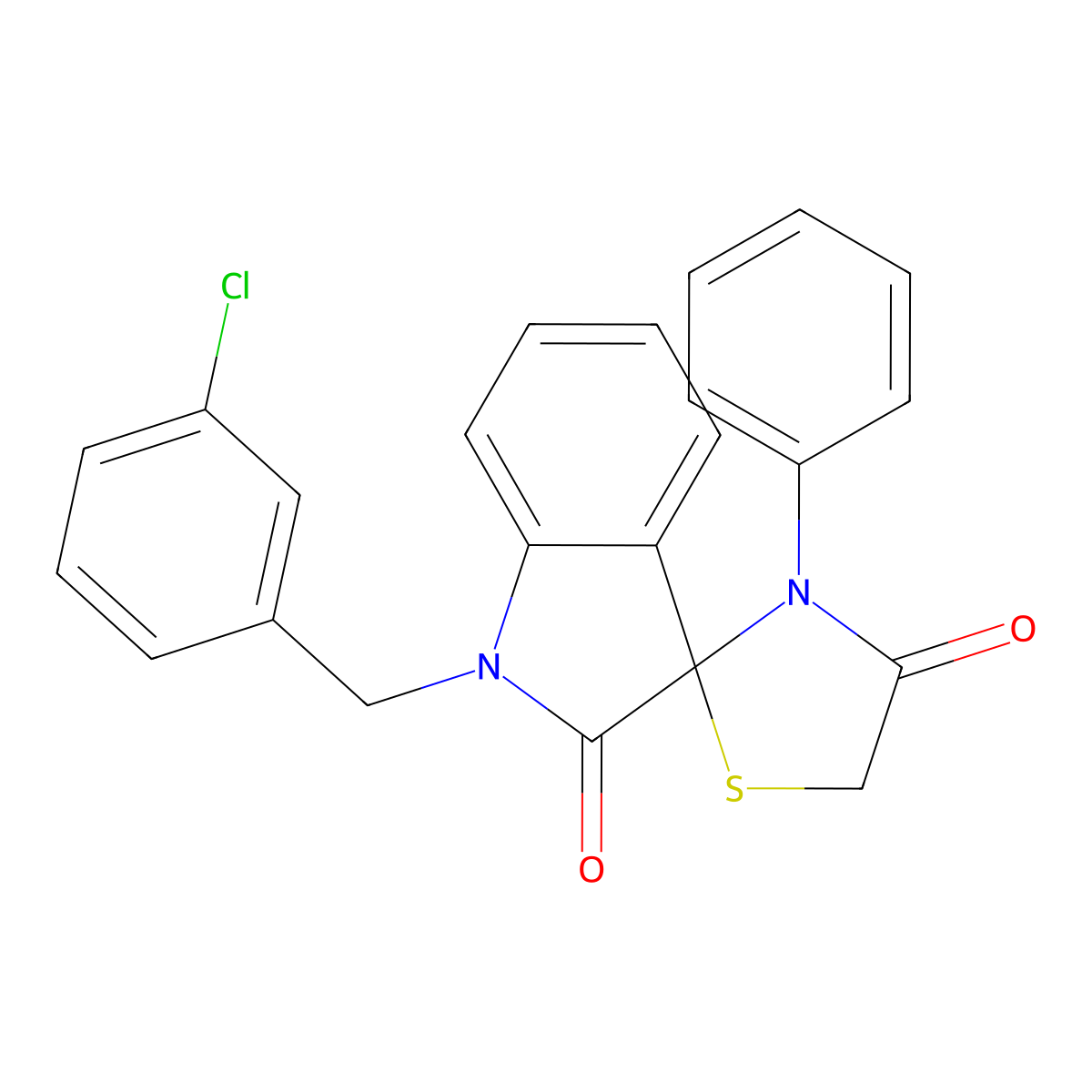 1-(3-Chlorobenzyl)-3'phenylspiro(2,3-dihydro-1H-indole-3,2'-thiazolidine)-2,4'-dione molecular structure, CAS 338419-06-0