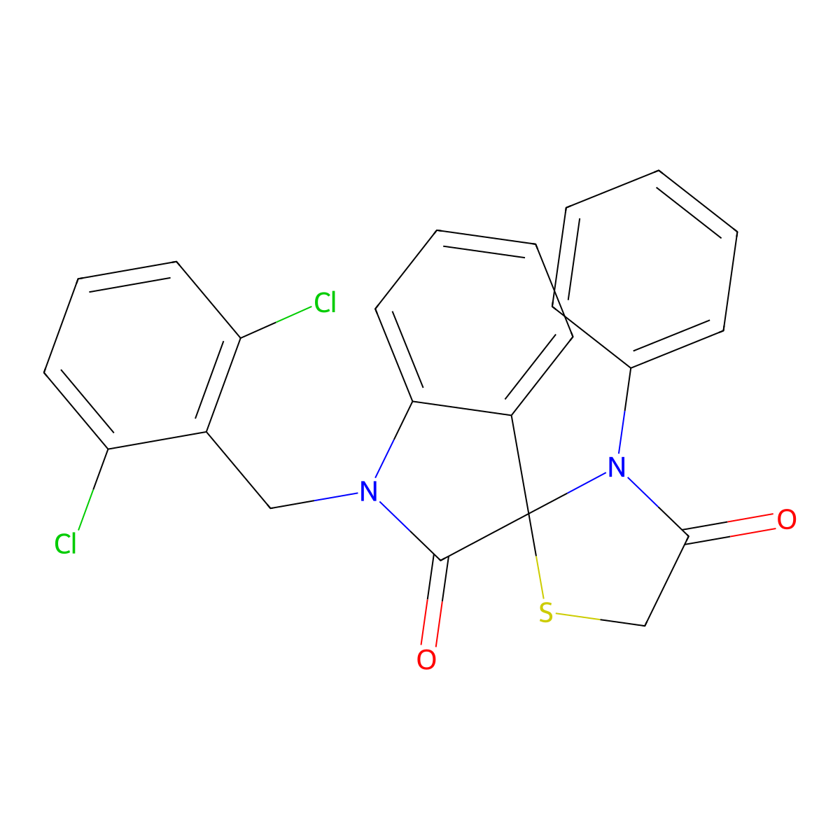 1-(2,6-Dichlorobenzyl-3'-phenylspiro(2,3-dihydro-1H-indole-3,2'-thiazolidine)-2,4'-dione molecular structure, CAS 338419-07-1