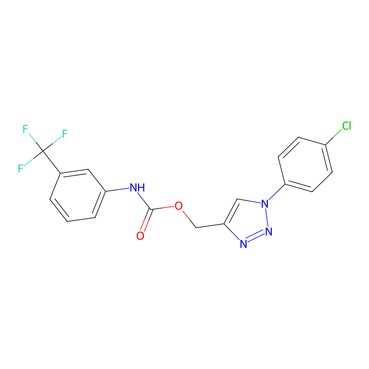 [1-(4-chlorophenyl)-1H-1,2,3-triazol-4-yl]methyl N-[3-(trifluoromethyl)phenyl]carbamate molecular structure, CAS 338419-13-9