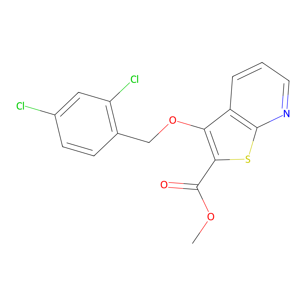 Methyl 3-[(2,4-dichlorobenzyl)oxy]thieno[2,3-b]pyridine-2-carboxylate molecular structure, CAS 338419-36-6