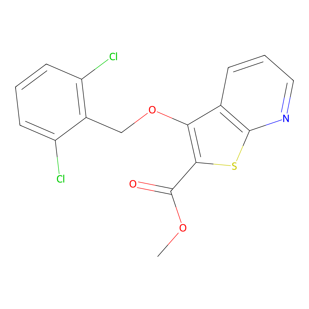 Methyl 3-[(2,6-dichlorobenzyl)oxy]thieno[2,3-b]pyridine-2-carboxylate molecular structure, CAS 338419-40-2