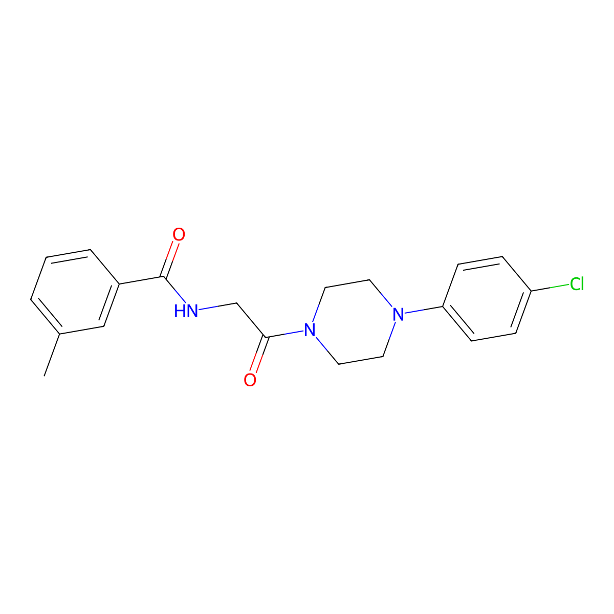 N-{2-[4-(4-chlorophenyl)piperazino]-2-oxoethyl}-3-methylbenzenecarboxamide molecular structure, CAS 338419-57-1