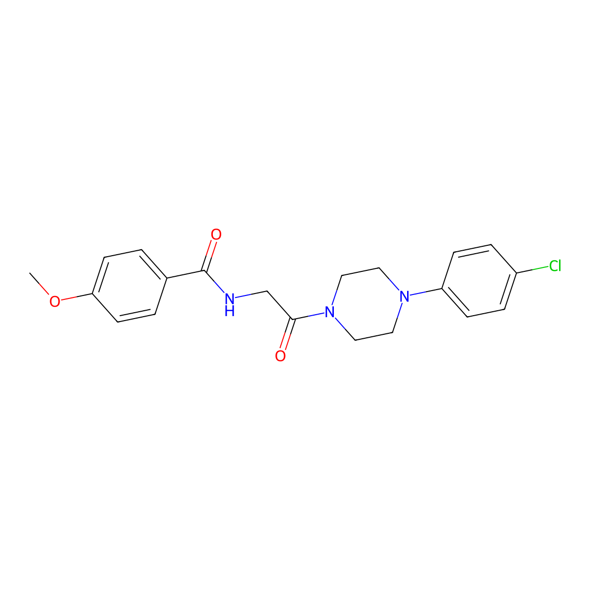 N-{2-[4-(4-chlorophenyl)piperazino]-2-oxoethyl}-4-methoxybenzenecarboxamide molecular structure, CAS 338419-58-2