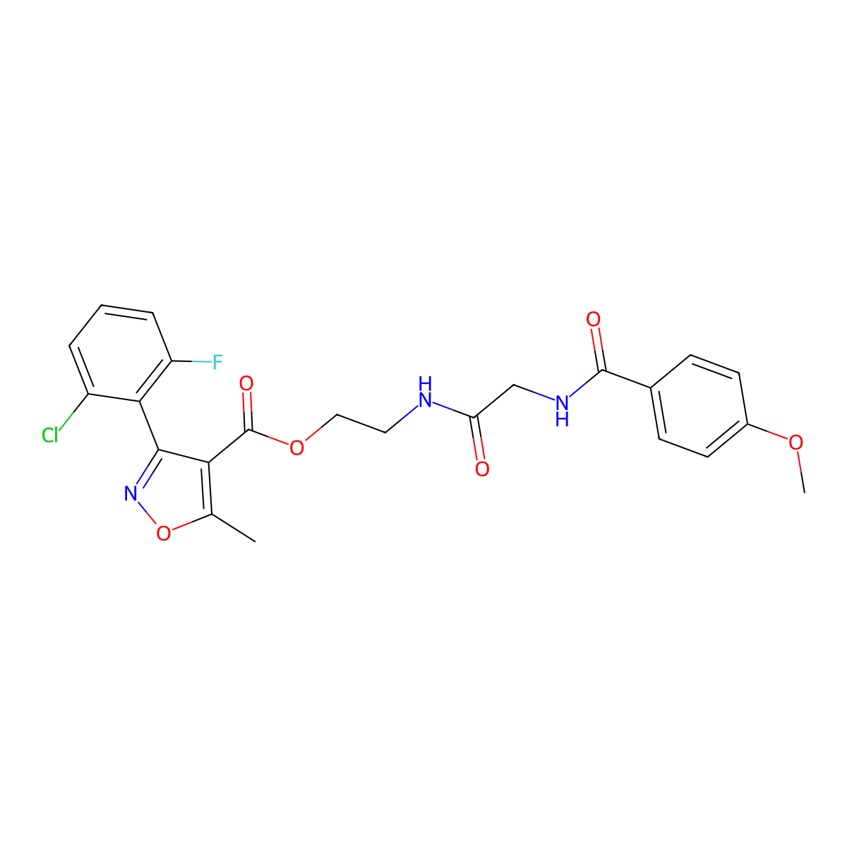 2-({2-[(4-Methoxybenzoyl)amino]acetyl}amino)ethyl 3-(2-chloro-6-fluorophenyl)-5-methyl-4-isoxazolecarboxylate molecular structure, CAS 338419-61-7