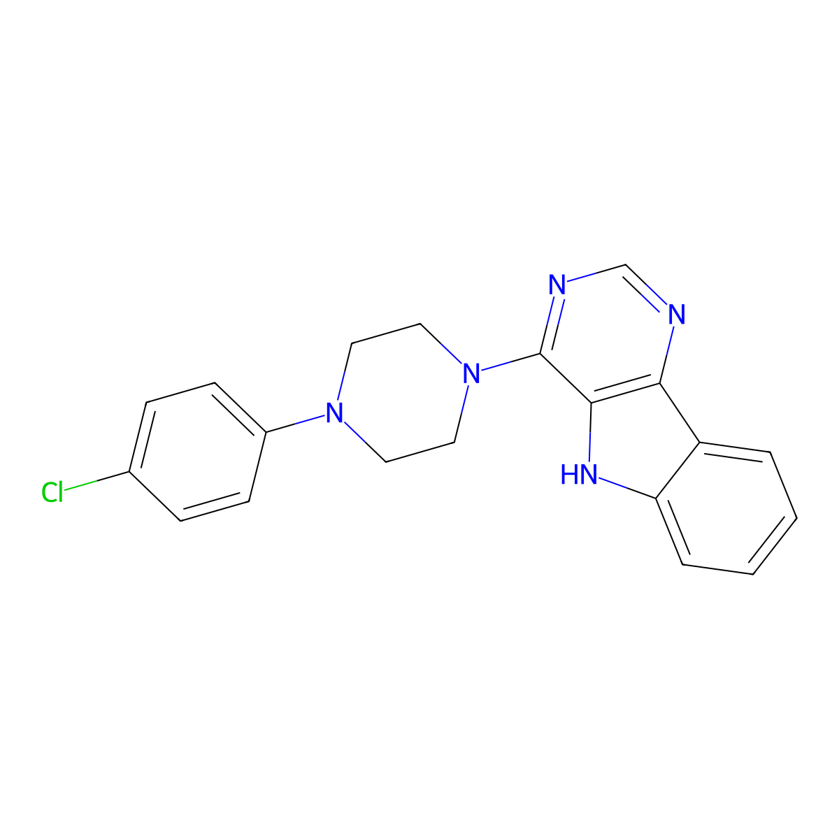 4-[4-(4-chlorophenyl)piperazin-1-yl]-5H-pyrimido[5,4-b]indole molecular structure, CAS 338419-62-8