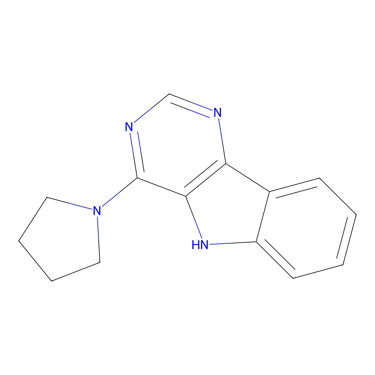4-(1-pyrrolidinyl)-5H-pyrimido[5,4-b]indole molecular structure, CAS 338419-64-0