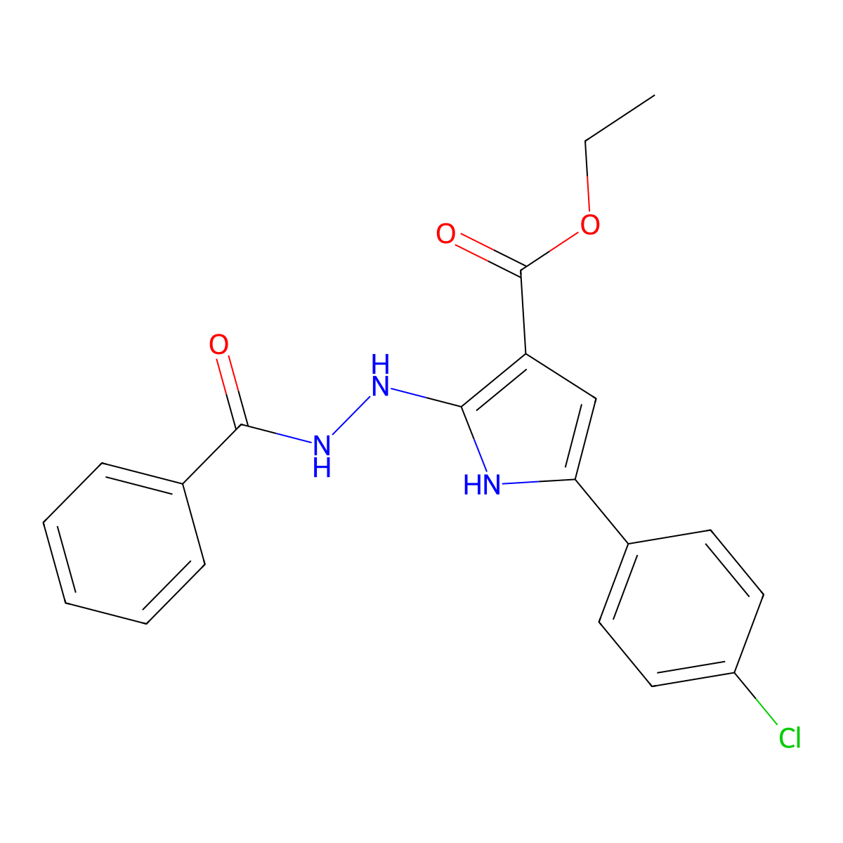 ethyl 2-(2-benzoylhydrazino)-5-(4-chlorophenyl)-1H-pyrrole-3-carboxylate molecular structure, CAS 338419-67-3