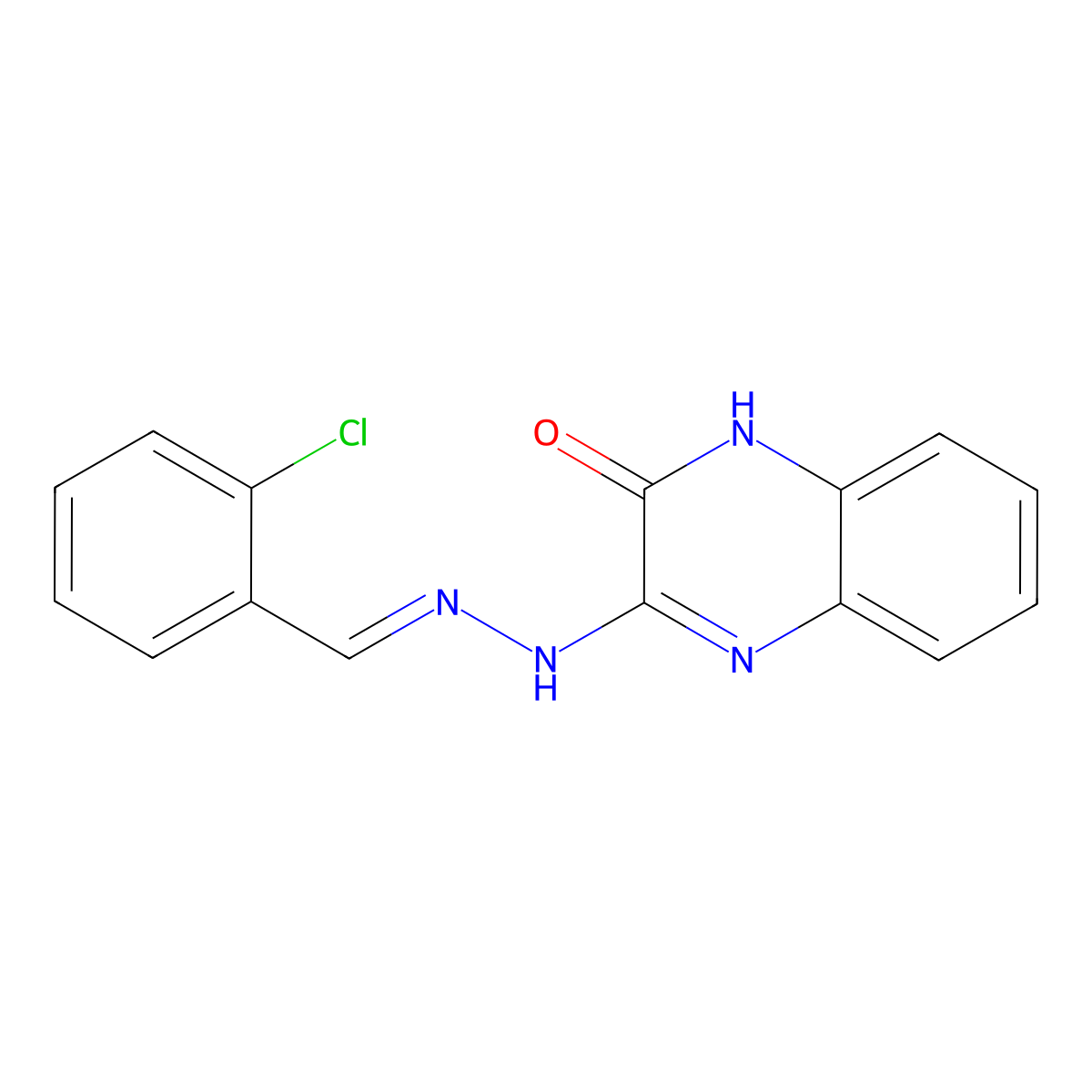 2-chlorobenzenecarbaldehyde N-(3-oxo-3,4-dihydro-2-quinoxalinyl)hydrazone molecular structure, CAS 338419-72-0