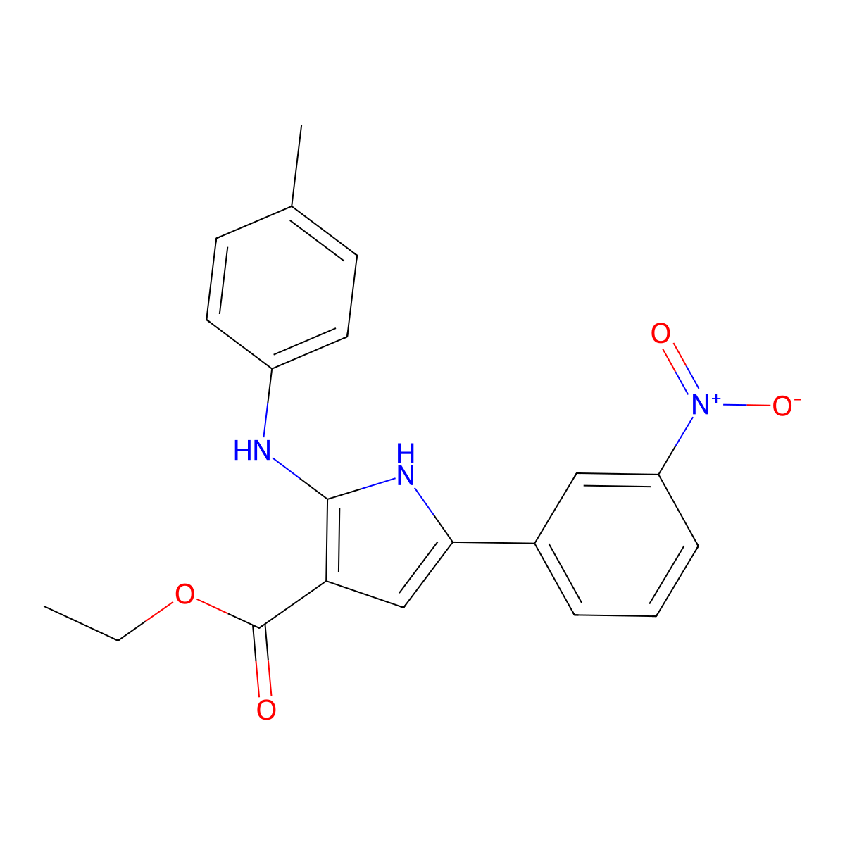 ethyl 5-(3-nitrophenyl)-2-(4-toluidino)-1H-pyrrole-3-carboxylate molecular structure, CAS 338419-80-0