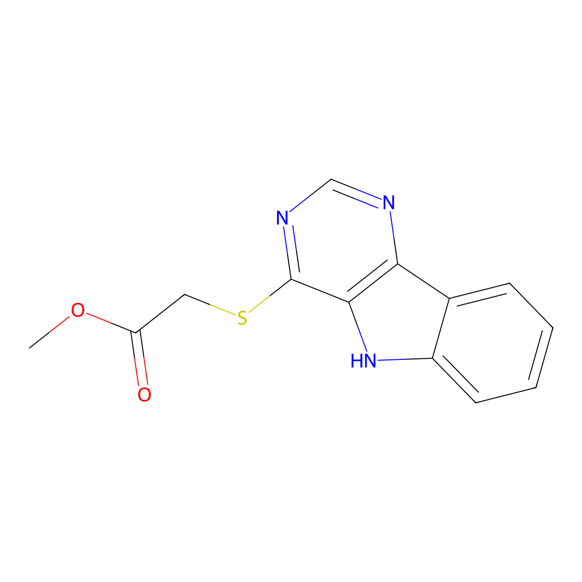 methyl 2-(5H-pyrimido[5,4-b]indol-4-ylsulfanyl)acetate molecular structure, CAS 338419-82-2