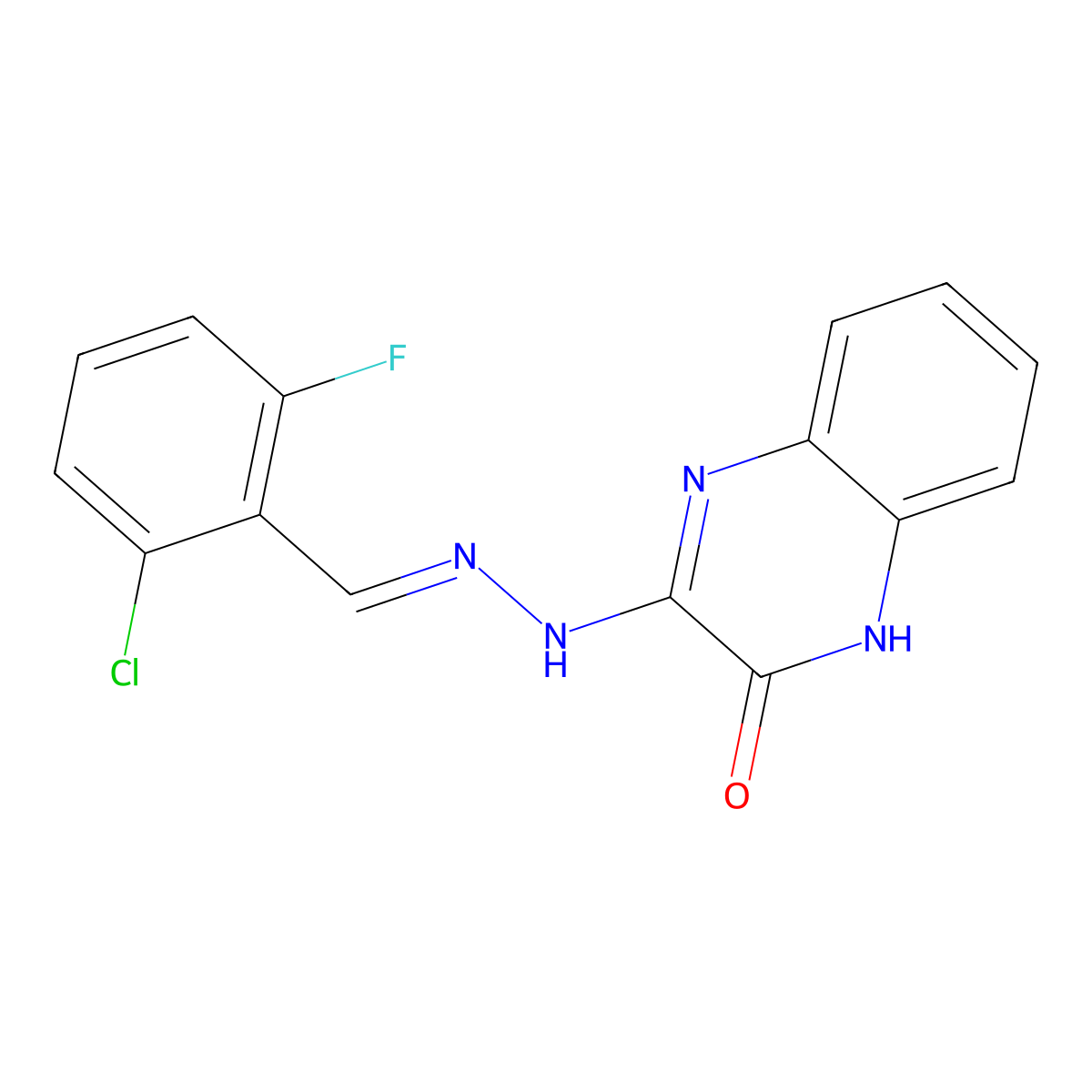 (E)-3-(2-(2-chloro-6-Fluorobenzylidene)hydrazinyl)quinoxalin-2(1H)-one molecular structure, CAS 338419-90-2