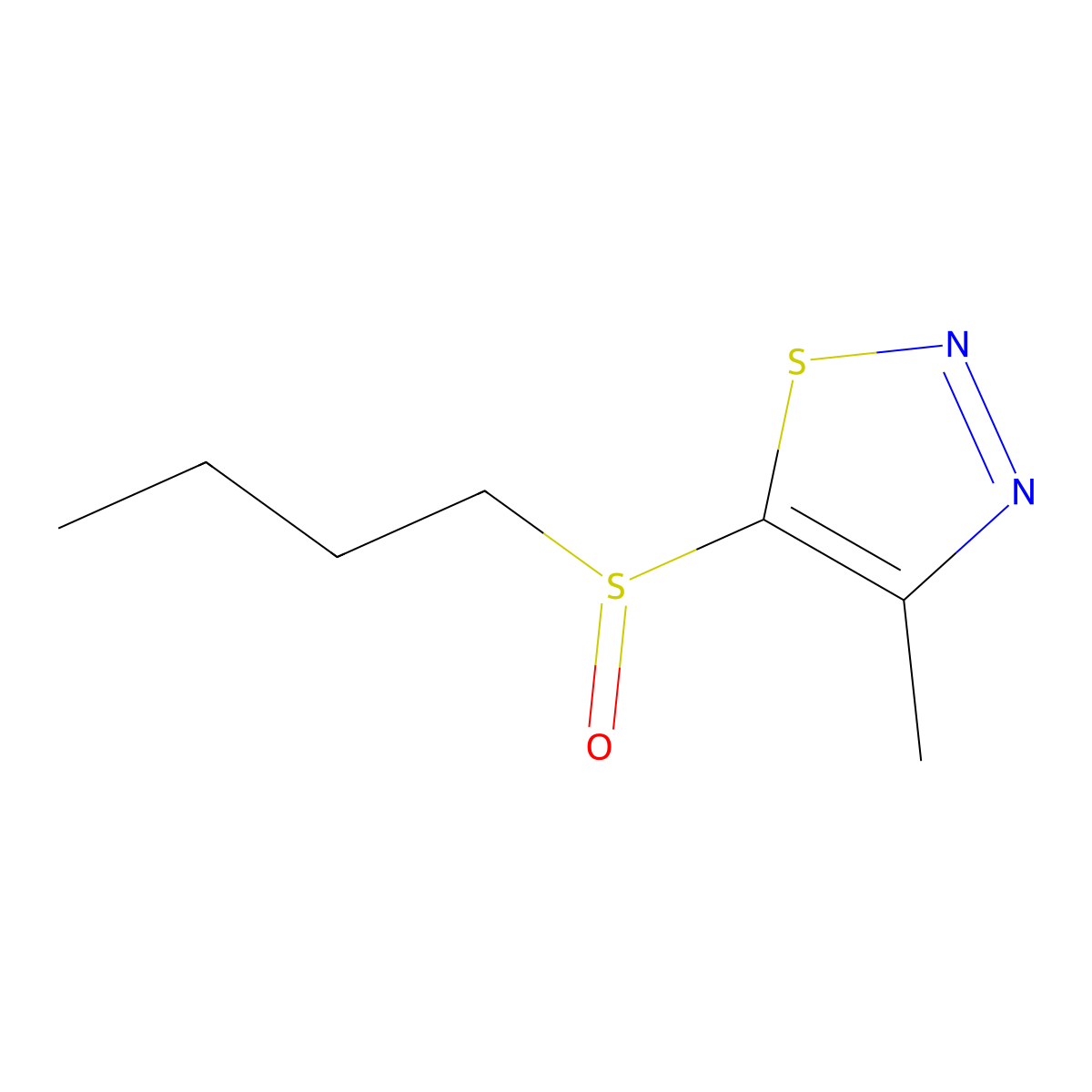 Butyl 4-methyl-1,2,3-thiadiazol-5-yl sulfoxide molecular structure, CAS 338419-91-3