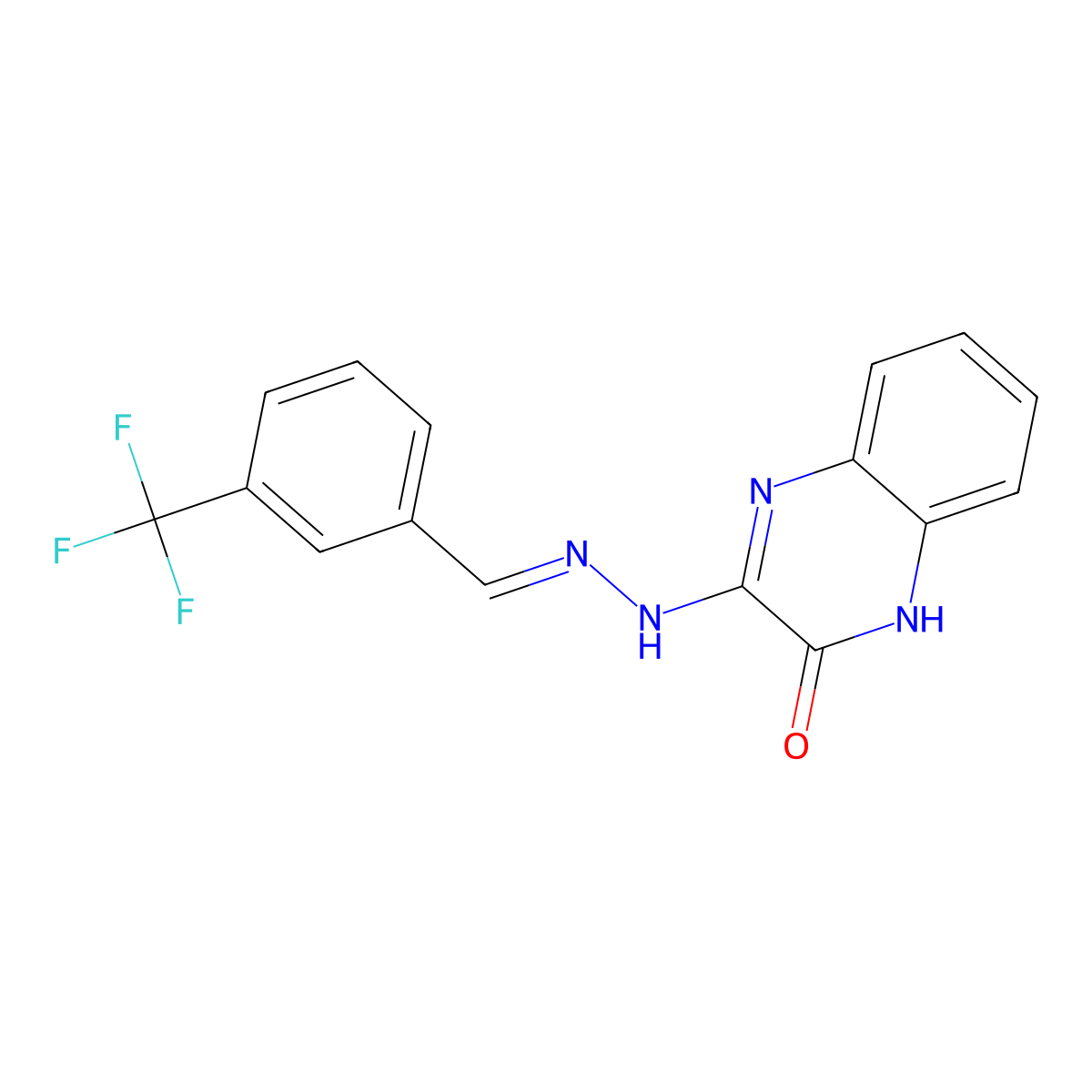 (E)-3-(2-(3-(Trifluoromethyl)benzylidene)hydrazinyl)quinoxalin-2(1H)-one molecular structure, CAS 338419-92-4
