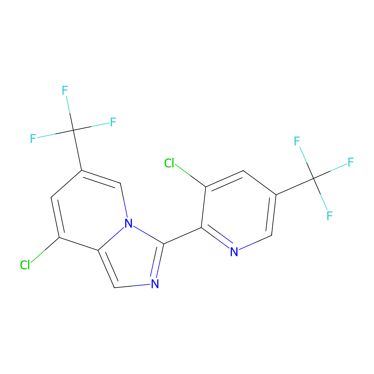 8-Chloro-3-[3-chloro-5-(trifluoromethyl)-2-pyridinyl]-6-(trifluoromethyl)imidazo[1,5-a]pyridine molecular structure, CAS 338419-98-0