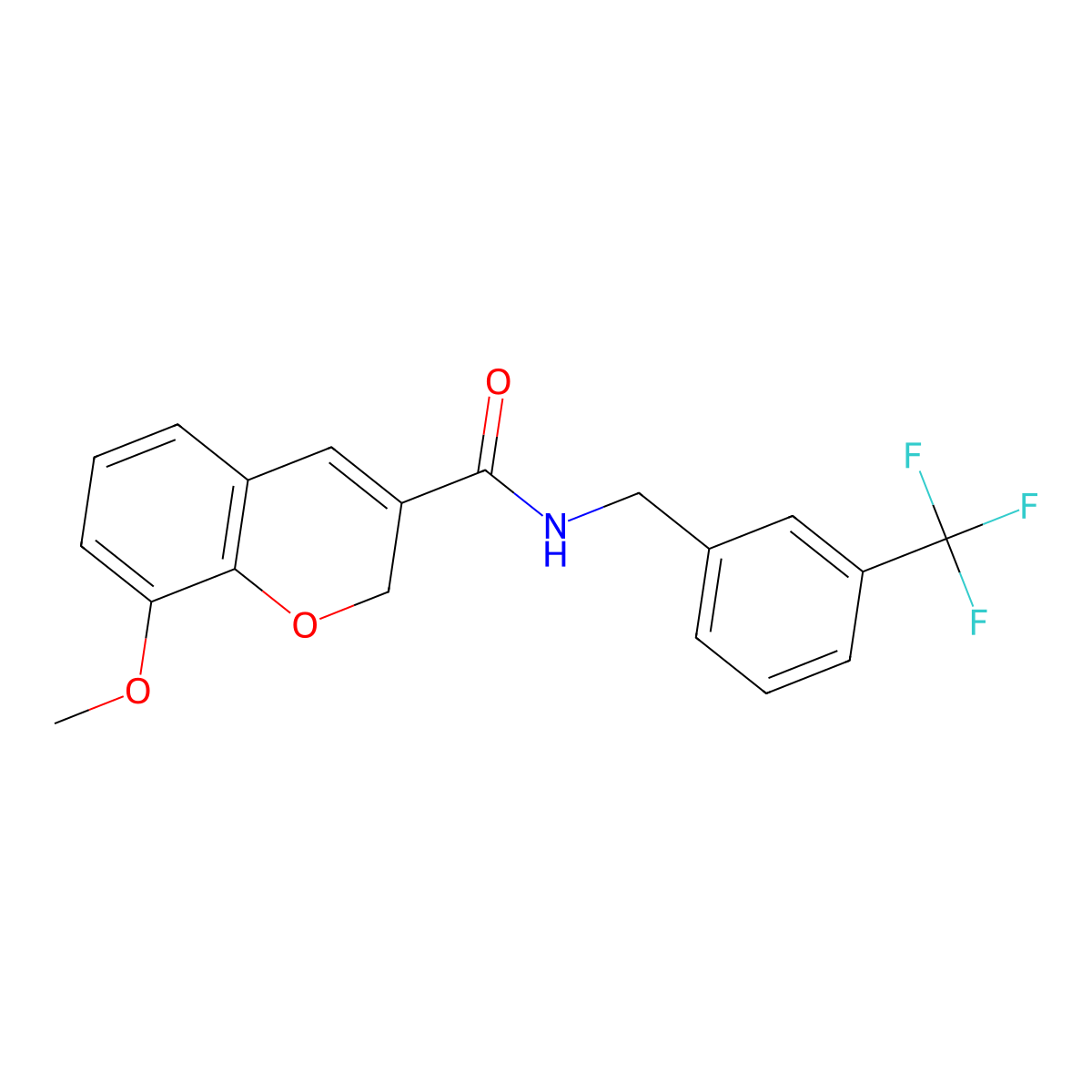 8-methoxy-N-[3-(trifluoromethyl)benzyl]-2H-chromene-3-carboxamide molecular structure, CAS 338419-99-1