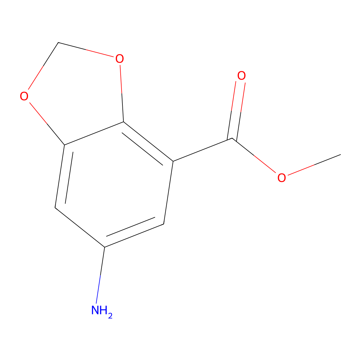 Methyl 6-aminobenzo(d)(1,3)dioxole-4-carboxylate molecular structure, CAS 33842-32-9