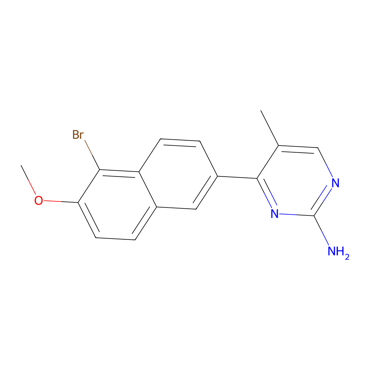 4-(5-Bromo-6-methoxy-2-naphthyl)-5-methyl-2-pyrimidinamine molecular structure, CAS 338420-04-5