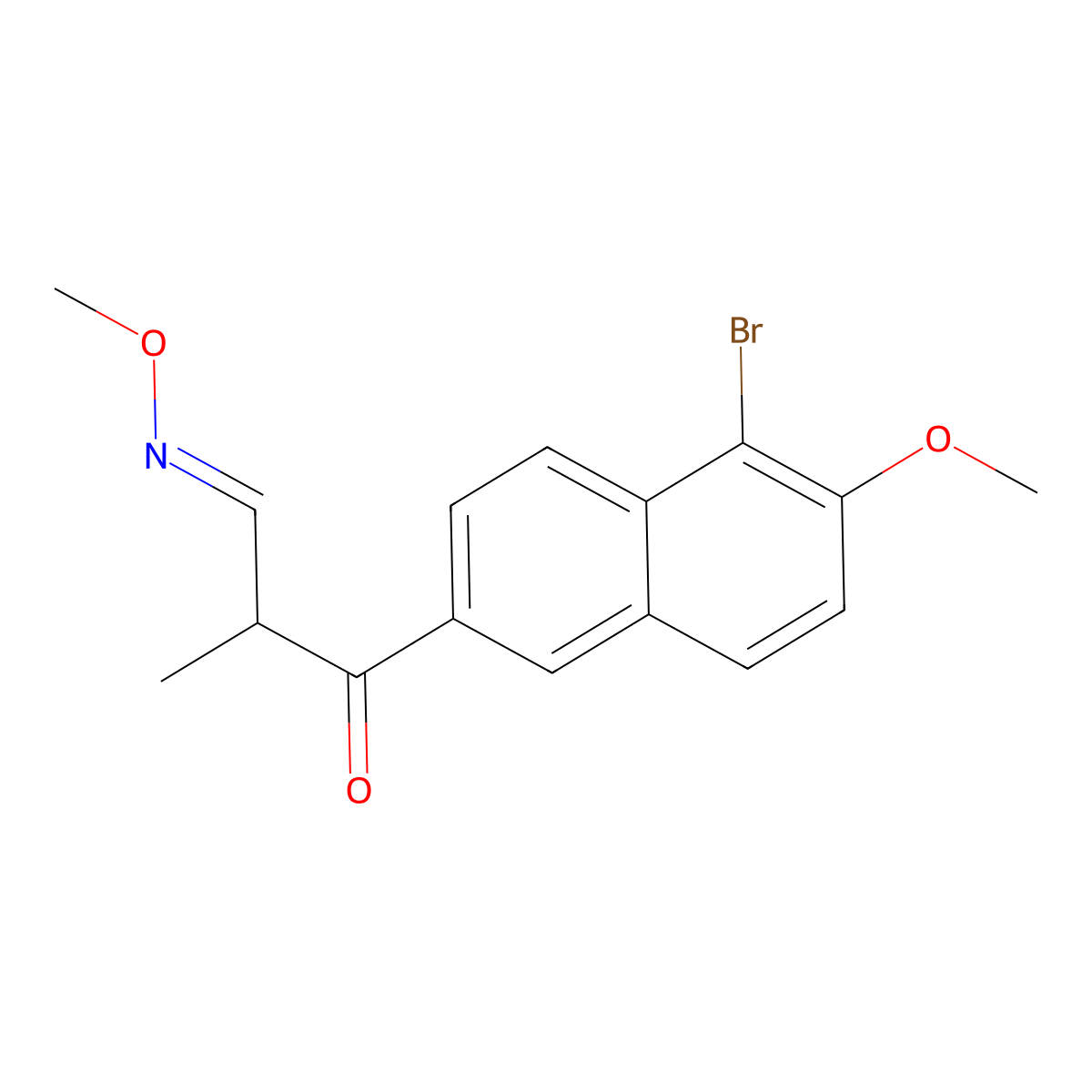 3-(5-bromo-6-methoxy-2-naphthyl)-2-methyl-3-oxopropanal O-methyloxime molecular structure, CAS 338420-15-8