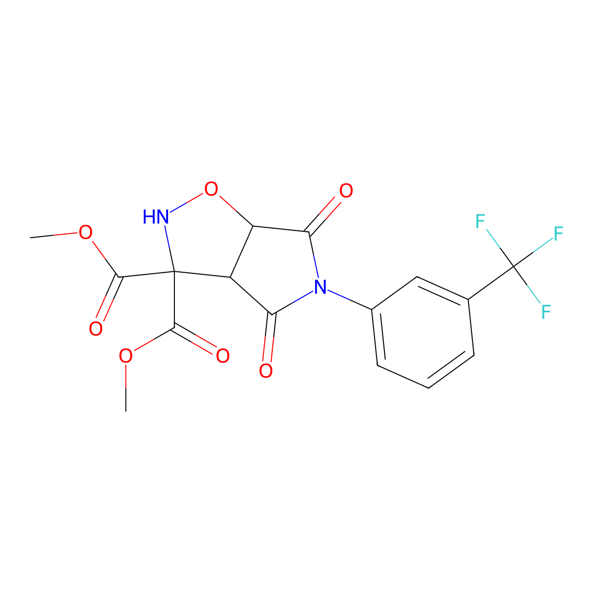 dimethyl 4,6-dioxo-5-[3-(trifluoromethyl)phenyl]tetrahydro-2H-pyrrolo[3,4-d]isoxazole-3,3(3aH)-dicarboxylate molecular structure, CAS 338420-24-9