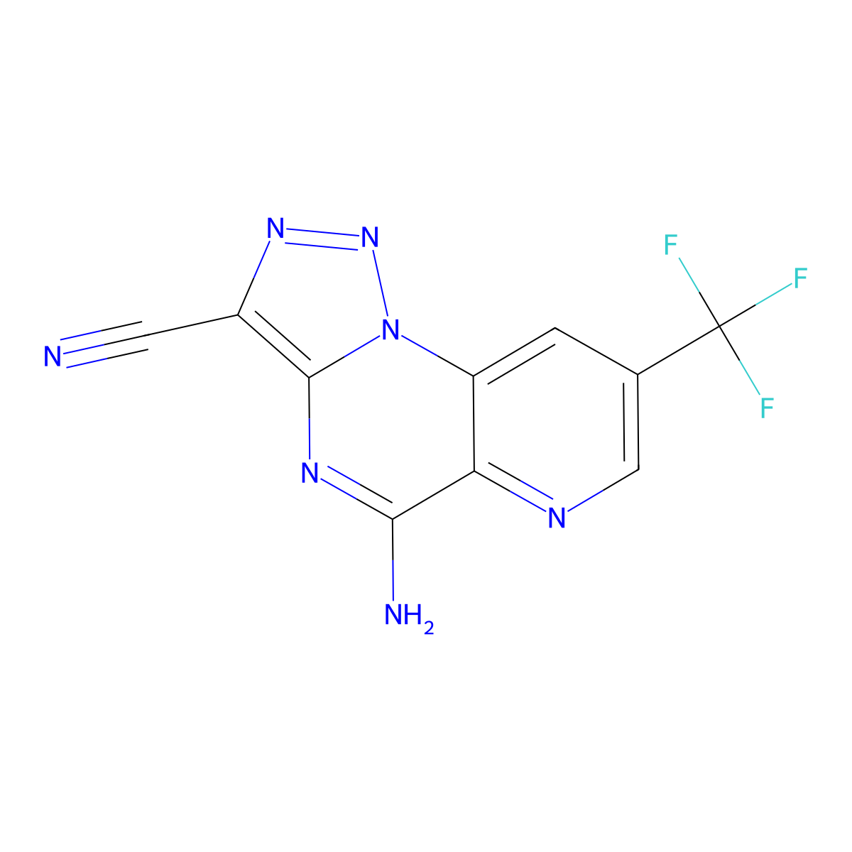 5-Amino-8-(trifluoromethyl)pyrido[2,3-e][1,2,3]triazolo[1,5-a]pyrimidine-3-carbonitrile molecular structure, CAS 338420-31-8