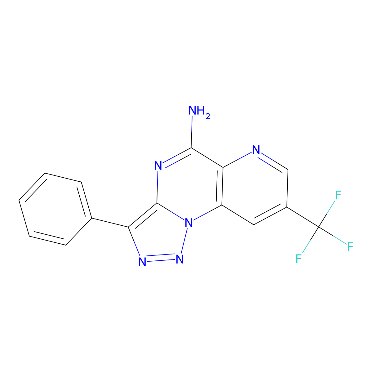 3-Phenyl-8-(trifluoromethyl)pyrido[2,3-e][1,2,3]triazolo[1,5-a]pyrimidin-5-amine molecular structure, CAS 338420-33-0
