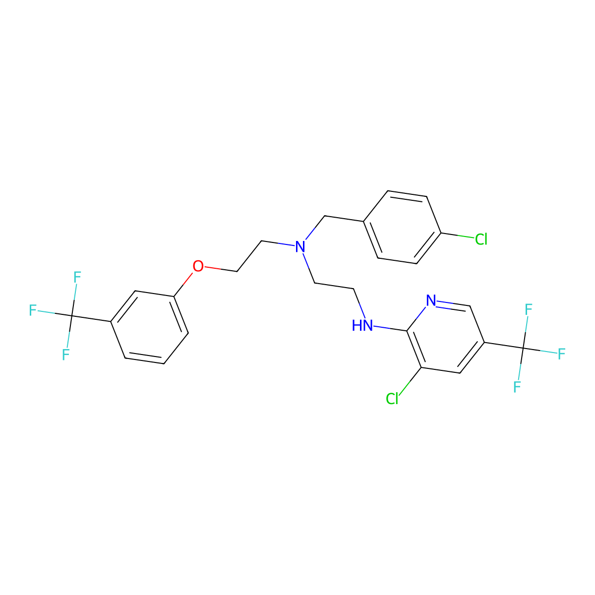 N~1~-(4-chlorobenzyl)-N~2~-[3-chloro-5-(trifluoromethyl)-2-pyridinyl]-N~1~-{2-[3-(trifluoromethyl)phenoxy]ethyl}-1,2-ethanediamine molecular structure, CAS 338420-36-3