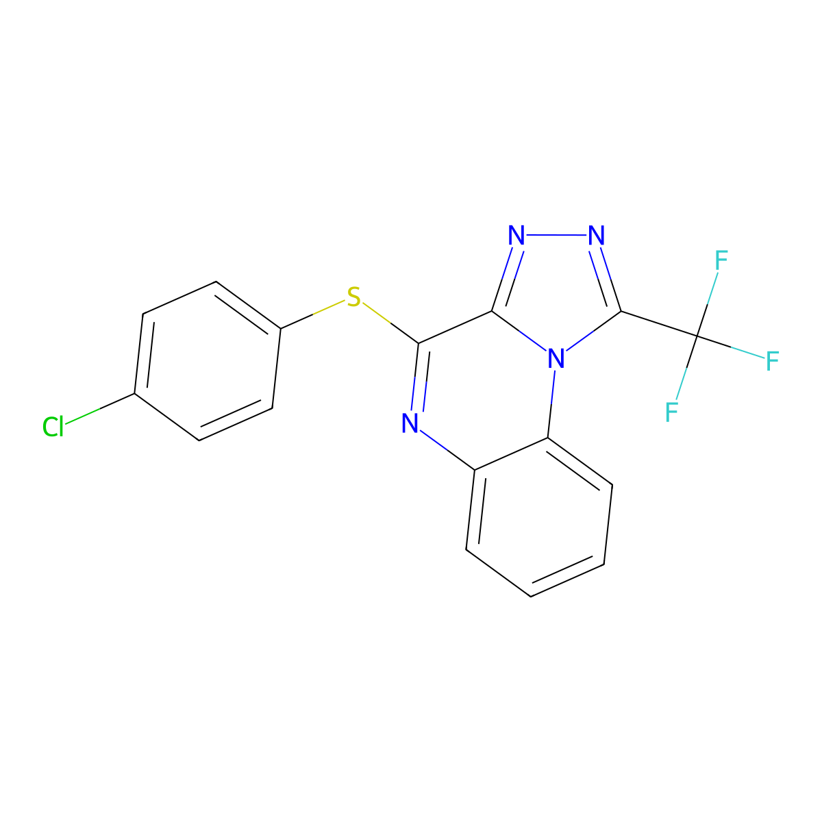 4-Chlorophenyl 1-(trifluoromethyl)[1,2,4]triazolo[4,3-a]quinoxalin-4-yl sulfide molecular structure, CAS 338420-44-3