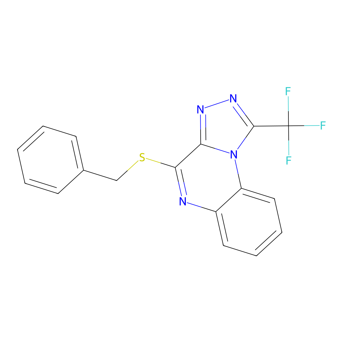 4-((Phenylmethyl)thio)-1-(trifluoromethyl)(1,2,4)triazolo(4,3-a)quinoxaline molecular structure, CAS 338420-46-5