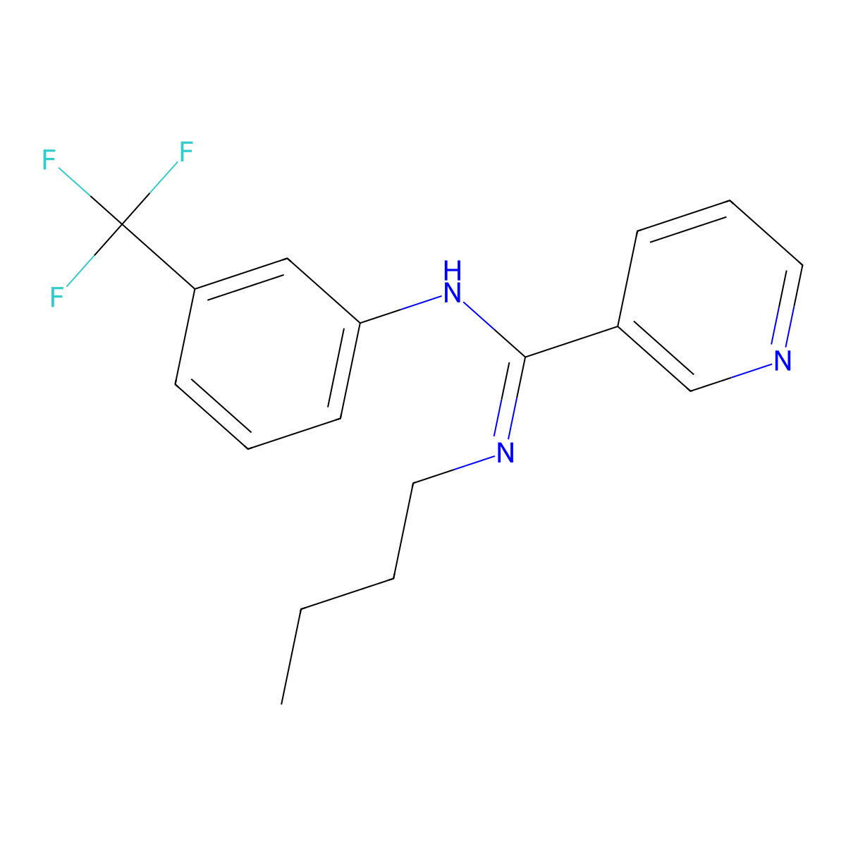 N'-butyl-N-[3-(trifluoromethyl)phenyl]-3-pyridinecarboximidamide molecular structure, CAS 338420-51-2