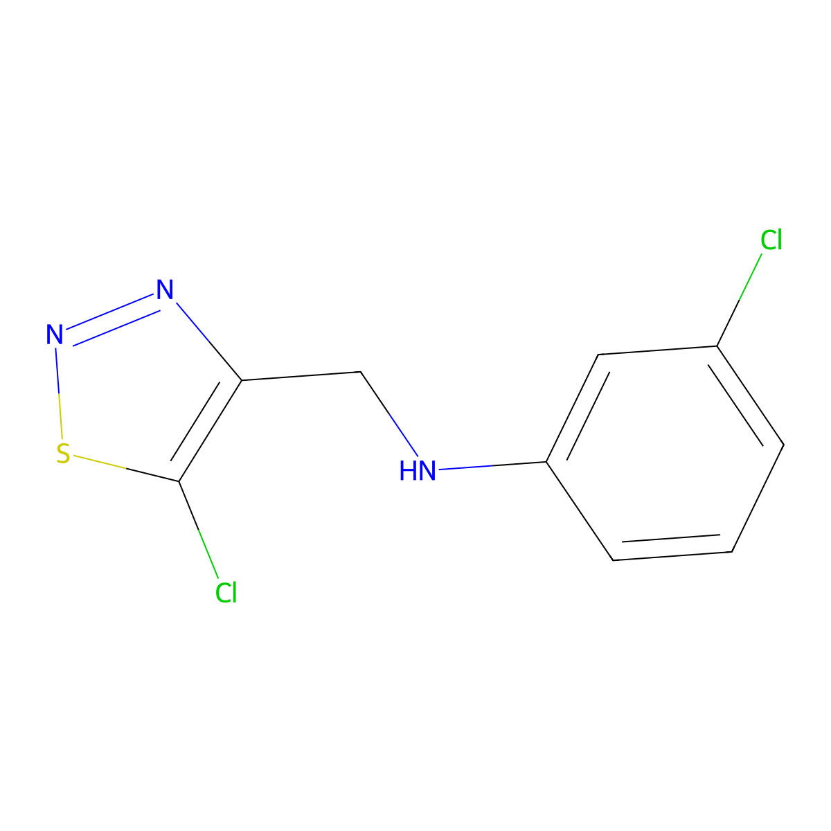 N-(3-chlorophenyl)-N-[(5-chloro-1,2,3-thiadiazol-4-yl)methyl]amine molecular structure, CAS 338420-52-3