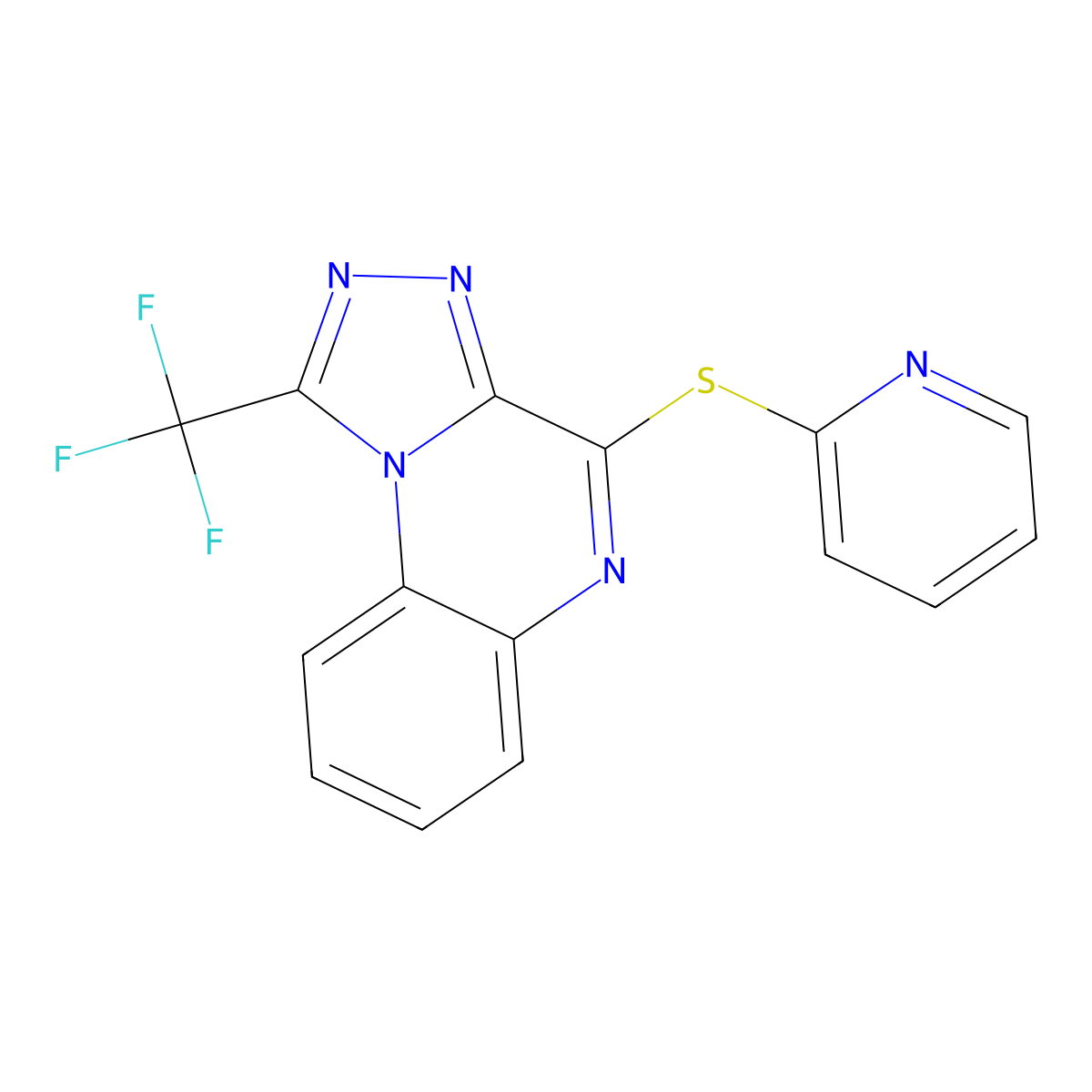 4-(2-Pyridinylsulfanyl)-1-(trifluoromethyl)[1,2,4]triazolo[4,3-a]quinoxaline molecular structure, CAS 338420-54-5