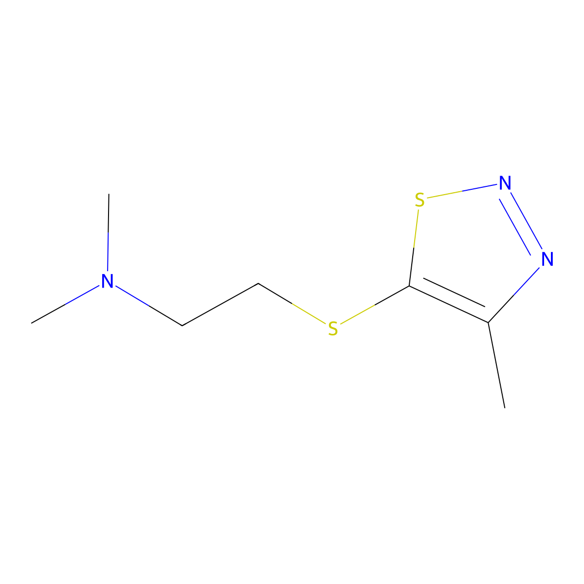 N,N-dimethyl-2-[(4-methyl-1,2,3-thiadiazol-5-yl)sulfanyl]-1-ethanamine molecular structure, CAS 338420-57-8
