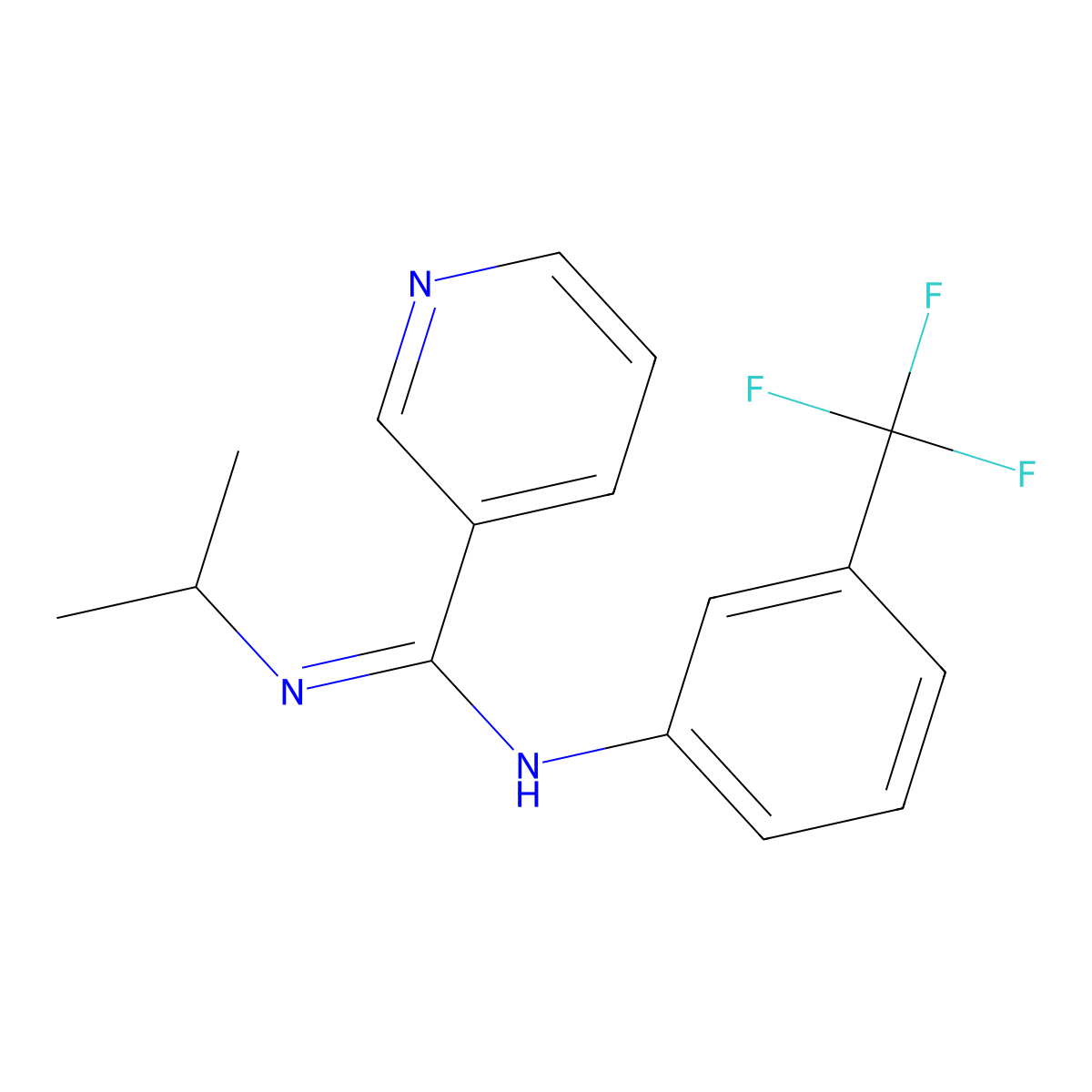 N'-isopropyl-N-[3-(trifluoromethyl)phenyl]-3-pyridinecarboximidamide molecular structure, CAS 338420-59-0
