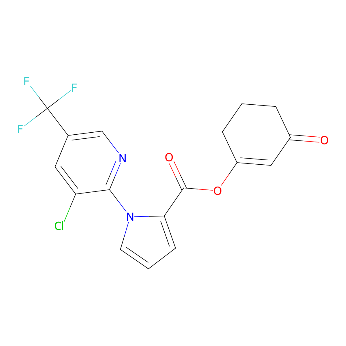 3-oxo-1-cyclohexenyl 1-[3-chloro-5-(trifluoromethyl)-2-pyridinyl]-1H-pyrrole-2-carboxylate molecular structure, CAS 338420-73-8