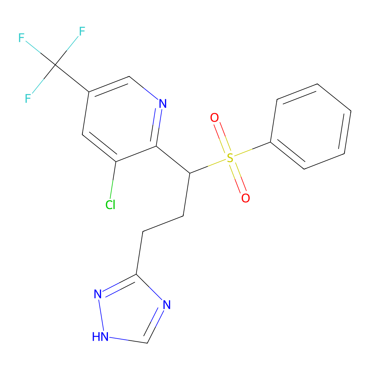 3-chloro-2-[1-(phenylsulfonyl)-3-(1H-1,2,4-triazol-3-yl)propyl]-5-(trifluoromethyl)pyridine molecular structure, CAS 338420-82-9
