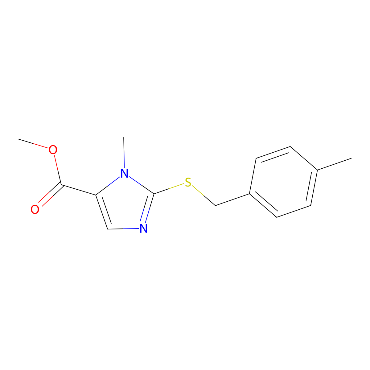 methyl 1-methyl-2-[(4-methylbenzyl)sulfanyl]-1H-imidazole-5-carboxylate molecular structure, CAS 338420-88-5
