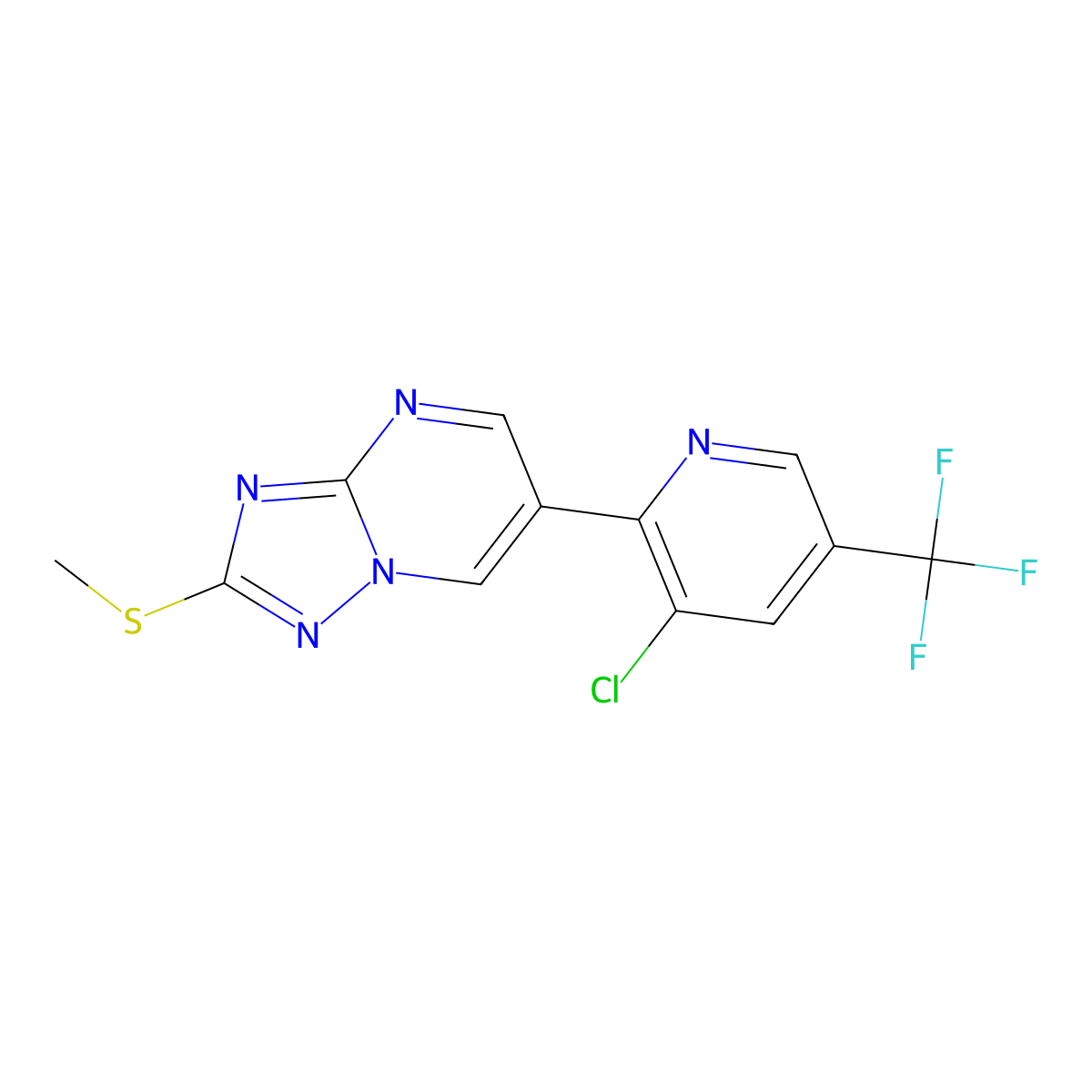 6-(3-Chloro-5-(trifluoromethyl)-2-pyridinyl)-2-(methylsulfanyl)(1,2,4)triazolo[1,5-a]pyrimidine molecular structure, CAS 338420-97-6