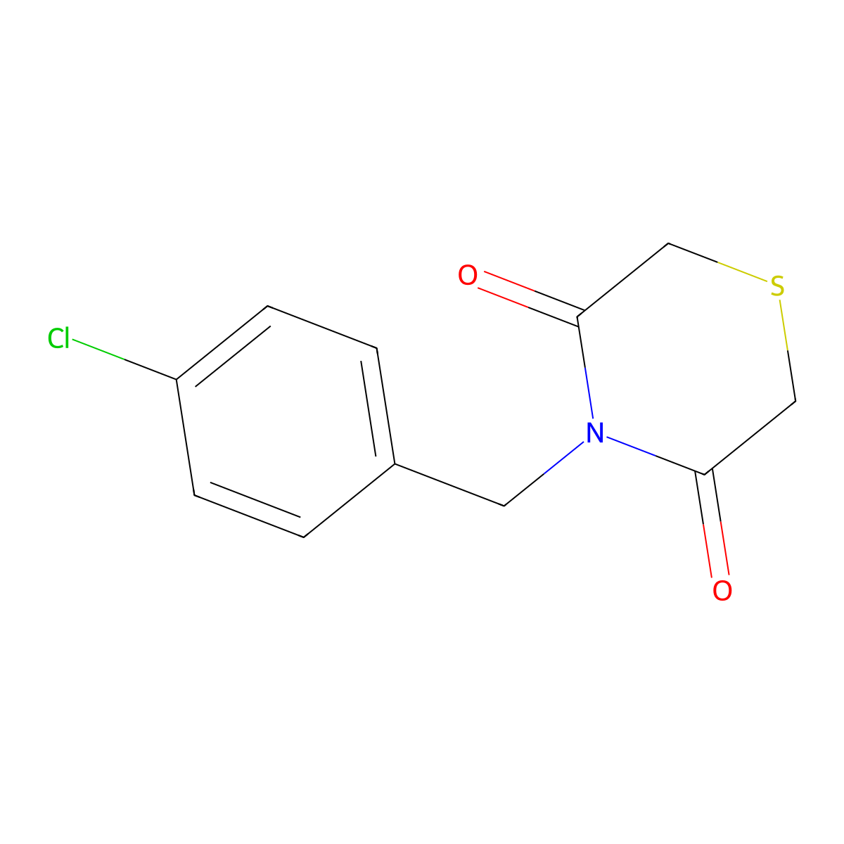 4-[(4-Chlorophenyl)methyl]thiomorpholine-3,5-dione molecular structure, CAS 338421-26-4