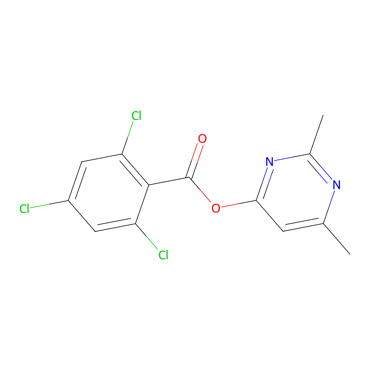 2,6-Dimethyl-4-pyrimidinyl 2,4,6-trichlorobenzenecarboxylate molecular structure, CAS 338421-35-5
