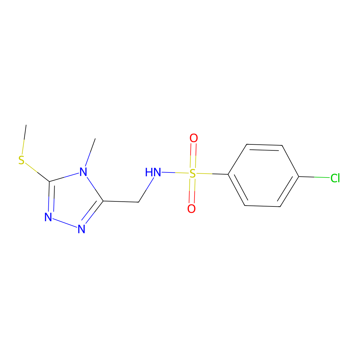 4-chloro-N-{[4-methyl-5-(methylsulfanyl)-4H-1,2,4-triazol-3-yl]methyl}benzenesulfonamide molecular structure, CAS 338421-48-0