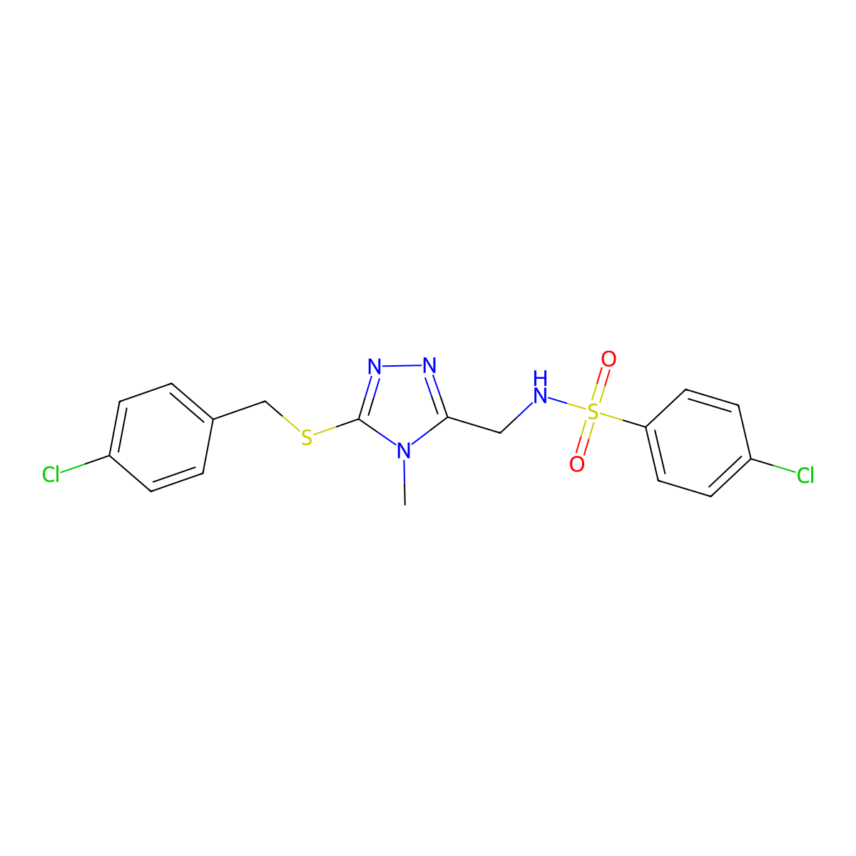 4-chloro-N-({5-[(4-chlorobenzyl)sulfanyl]-4-methyl-4H-1,2,4-triazol-3-yl}methyl)benzenesulfonamide molecular structure, CAS 338421-49-1