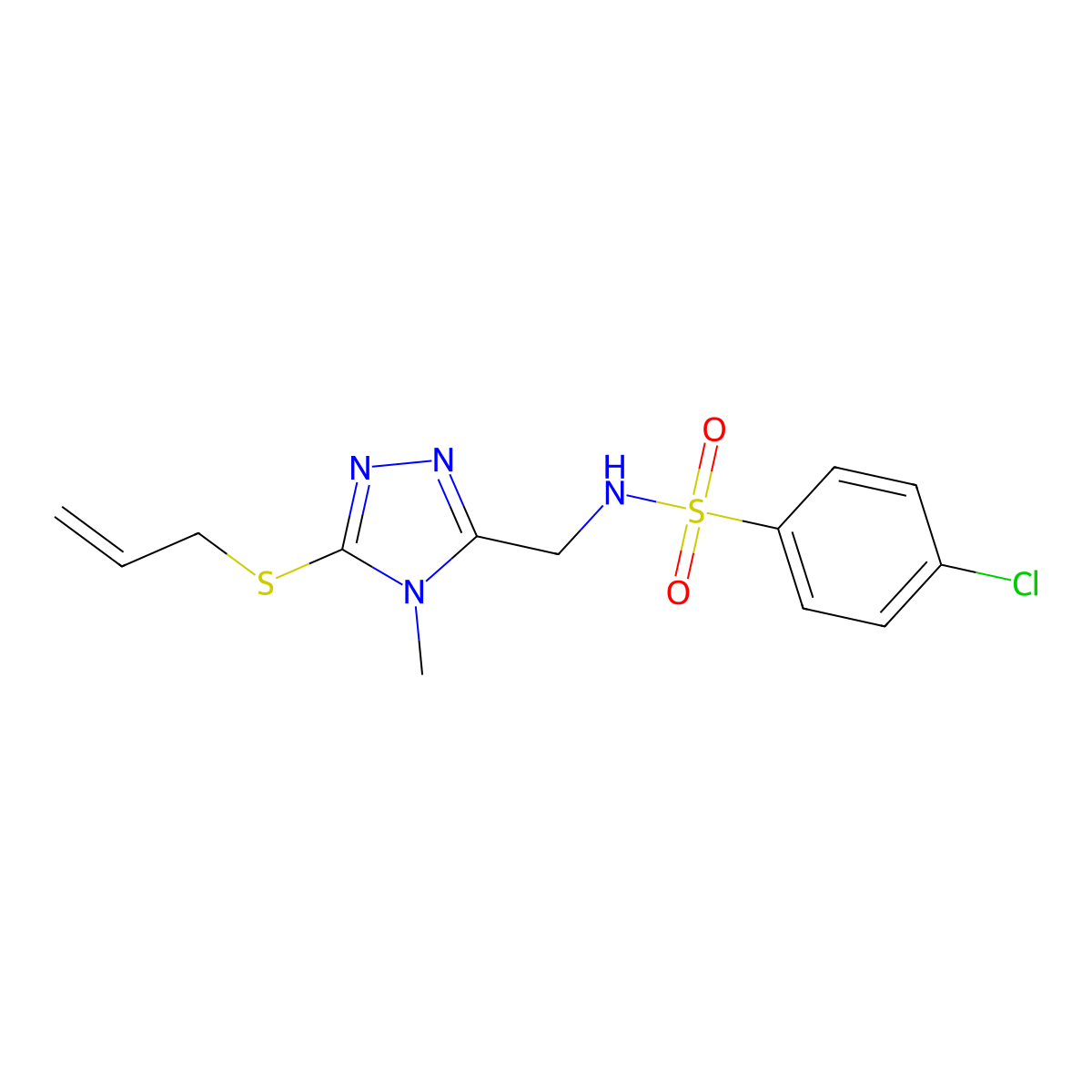 N-{[5-(allylsulfanyl)-4-methyl-4H-1,2,4-triazol-3-yl]methyl}-4-chlorobenzenesulfonamide molecular structure, CAS 338421-50-4