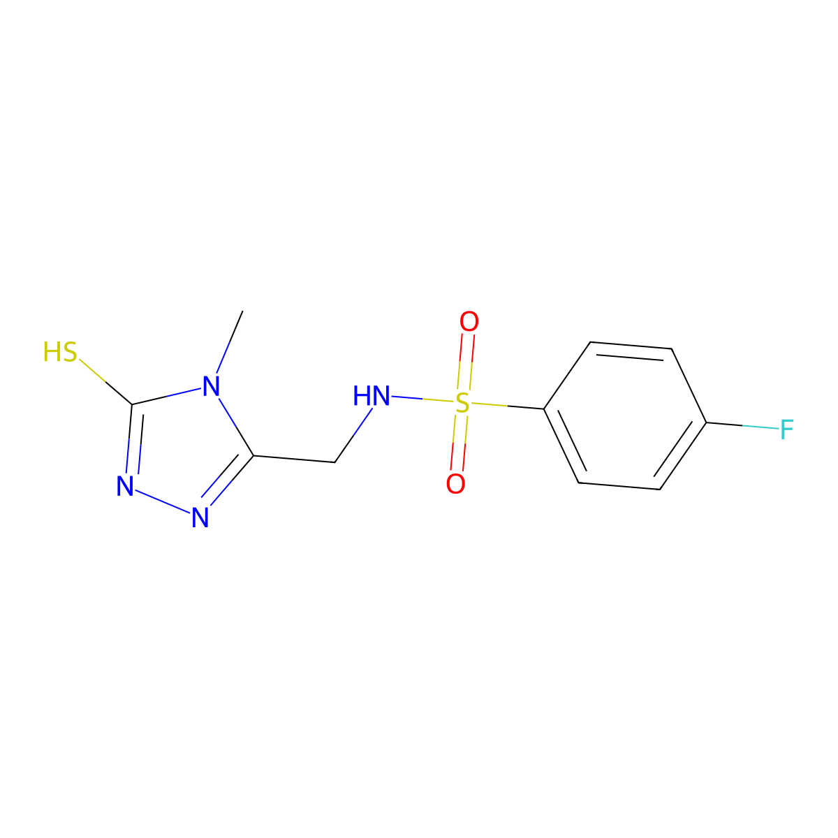 4-fluoro-N-[(4-methyl-5-sulfanyl-4H-1,2,4-triazol-3-yl)methyl]benzenesulfonamide molecular structure, CAS 338421-56-0