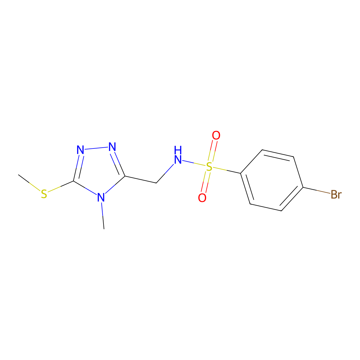 4-bromo-N-{[4-methyl-5-(methylsulfanyl)-4H-1,2,4-triazol-3-yl]methyl}benzenesulfonamide molecular structure, CAS 338421-58-2