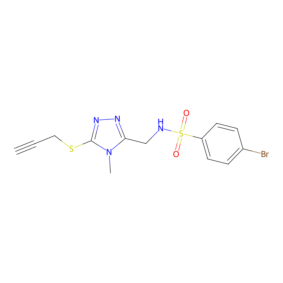 4-bromo-N-{[4-methyl-5-(2-propynylsulfanyl)-4H-1,2,4-triazol-3-yl]methyl}benzenesulfonamide molecular structure, CAS 338421-59-3