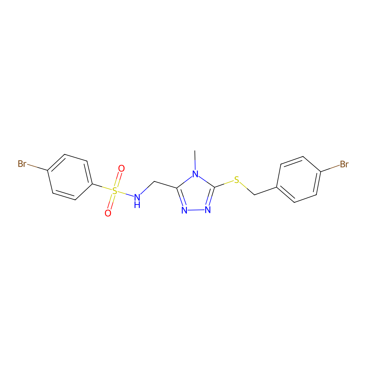 4-bromo-N-({5-[(4-bromobenzyl)sulfanyl]-4-methyl-4H-1,2,4-triazol-3-yl}methyl)benzenesulfonamide molecular structure, CAS 338421-61-7