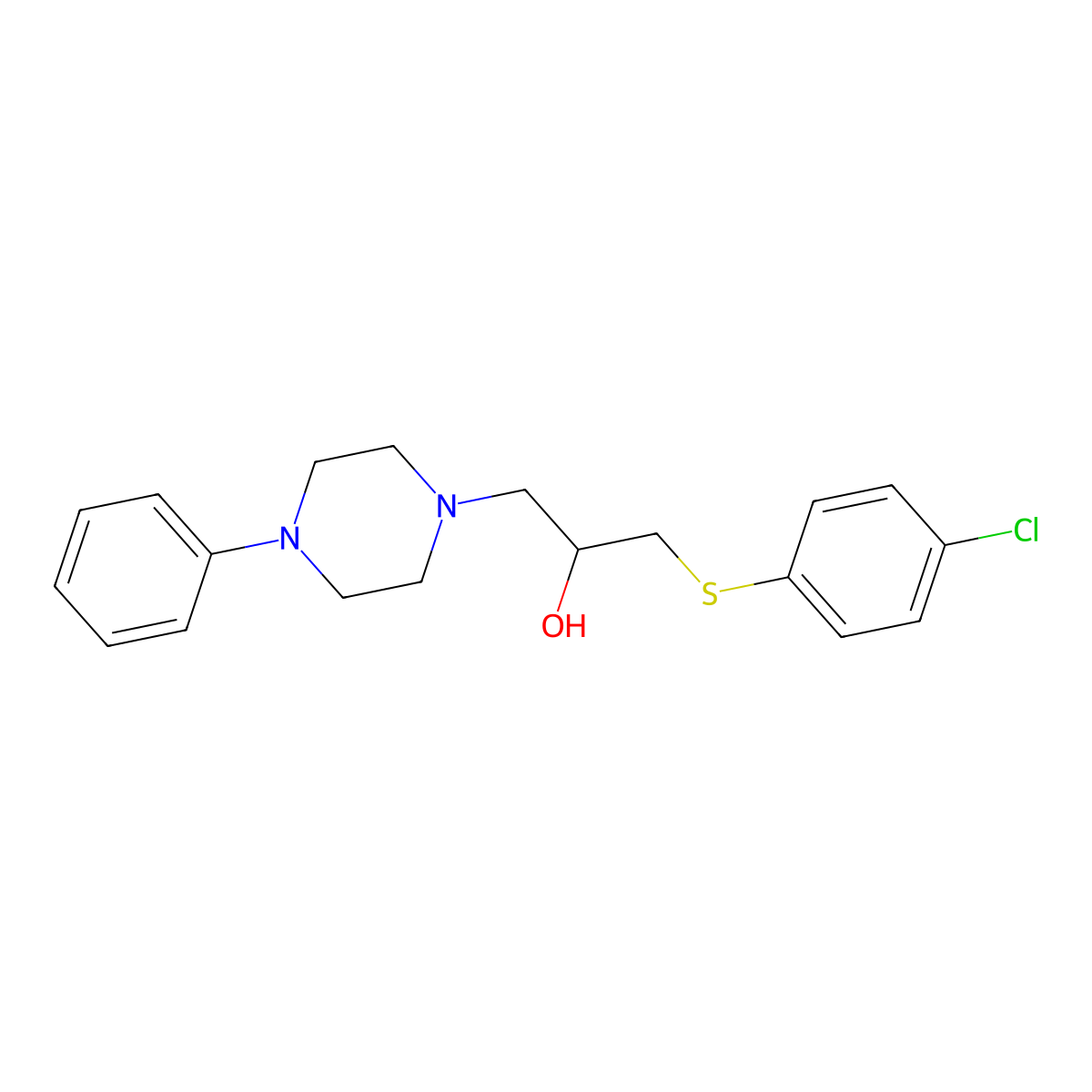 1-[(4-Chlorophenyl)sulfanyl]-3-(4-phenylpiperazino)-2-propanol molecular structure, CAS 338421-66-2