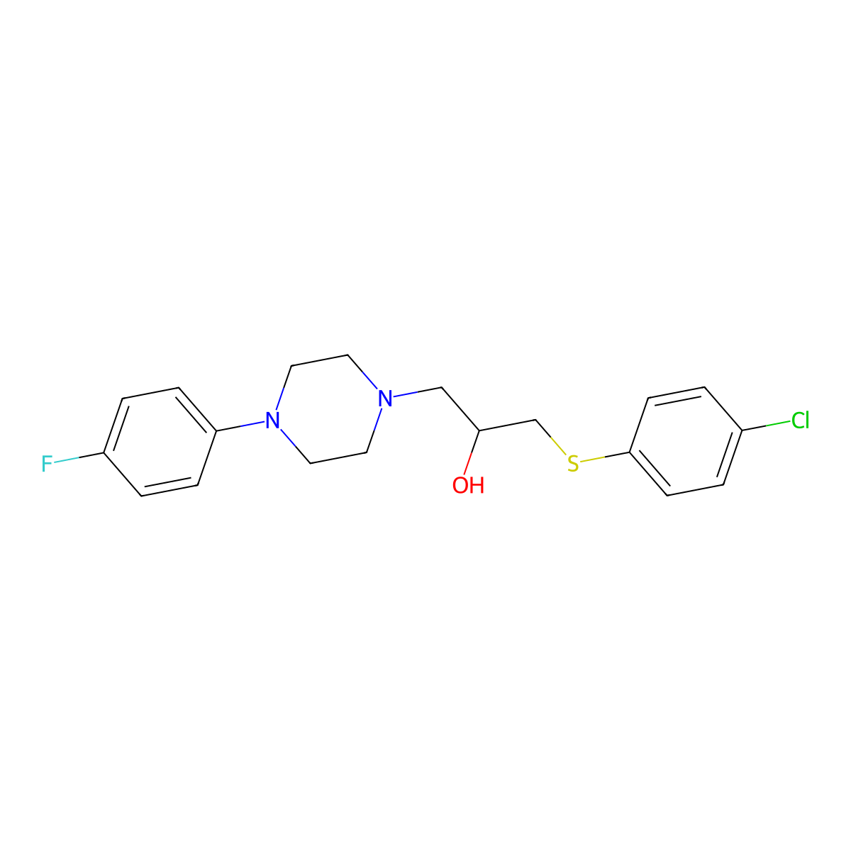 1-[(4-Chlorophenyl)sulfanyl]-3-[4-(4-fluorophenyl)piperazino]-2-propanol molecular structure, CAS 338421-73-1