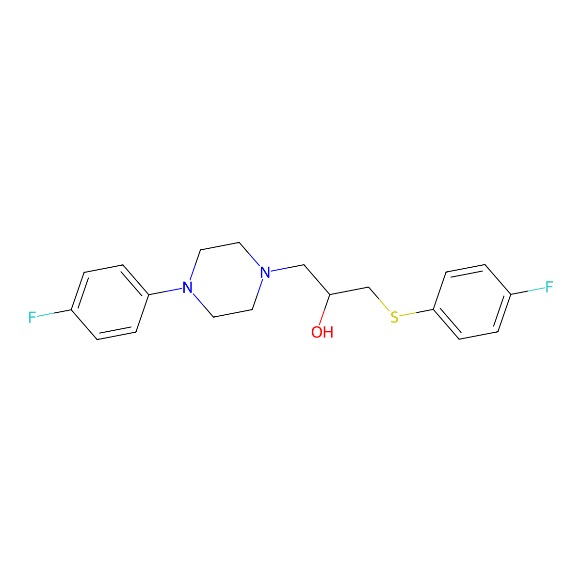 1-[4-(4-Fluorophenyl)piperazino]-3-[(4-fluorophenyl)sulfanyl]-2-propanol molecular structure, CAS 338421-74-2